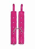 Plush Leather Ankle Cuffs - Pink