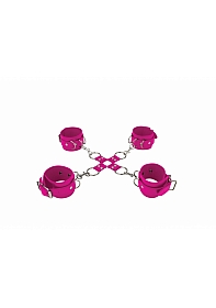 Leather Hand And Legcuffs - Pink