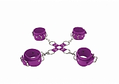 Leather Hand And Legcuffs - Purple