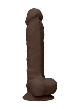 Silicone Dildo With Balls - 21,8 cm - Brown..