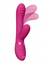 VIVE-TANI Rechargeable Pulse-Wave Triple Motor Finger Motion Silicone Vibrator - Pink..