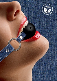 Breathable Ball Gag - With Roughend Denim Straps - Blue ..