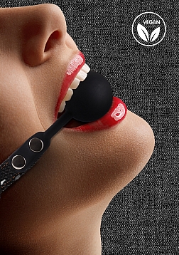 Silicone Ball Gag - With Roughend Denim Straps - Black ..