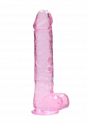 9" / 25 cm Realistic Dildo With Balls - Pink..