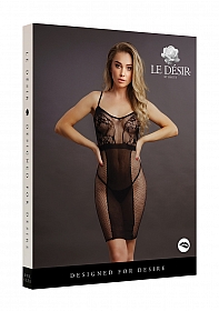 Knee-Length Lace and Fishnet Dress - One Size