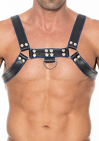 Chest Bulldog Harness - Black/Blue - L/LX