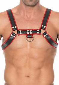 Chest Bulldog Harness - Black/Red - S/M