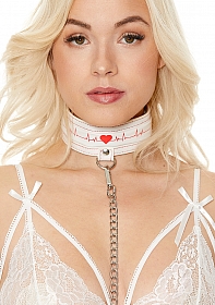 Collar With Leash - Nurse Theme - White