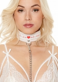 Collar With Leash - Nurse Theme - White..