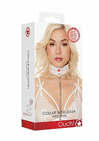 Collar With Leash - Nurse Theme - White..