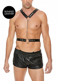 Twisted Bit Black Leather Harness - One Size - Black..