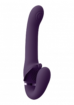 VIVE-SATU Rechargeable Pulse-Wave Triple Motor Silicone Strapless Strapon - Purple..