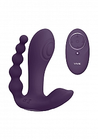 VIVE-KATA Rechargeable Triple Motor Hands-Free Silicone Vibrator - Purple..