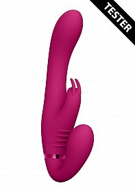 VIVE-SATU Rechargeable Vibrating Triple Motor Silicone Rabbit Strapless Strapon - Pink..