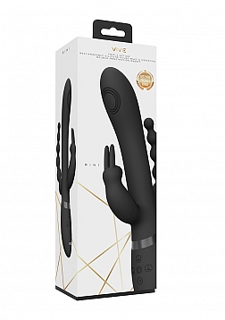 VIVE - Rini - Rechargeable Pulse-Wave Triple Motor Silicone Rabbit - Black