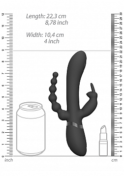 VIVE - Rini - Rechargeable Pulse-Wave Triple Motor Silicone Rabbit - Black