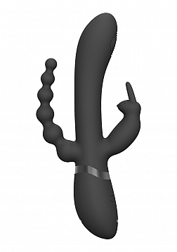 VIVE - Rini - Rechargeable Pulse-Wave Triple Motor Silicone Rabbit - Black