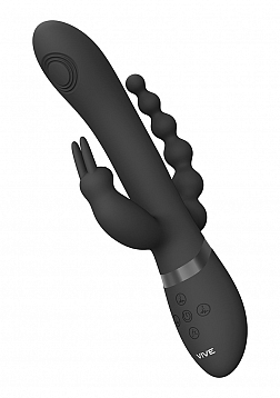 VIVE - Rini - Rechargeable Pulse-Wave Triple Motor Silicone Rabbit - Black