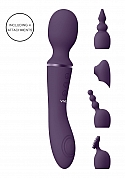 VIVE-NAMI Rechargeable Pulse-Wave Double-Ended Silicone Wand W/Interchangeable Sleeves - Purple..