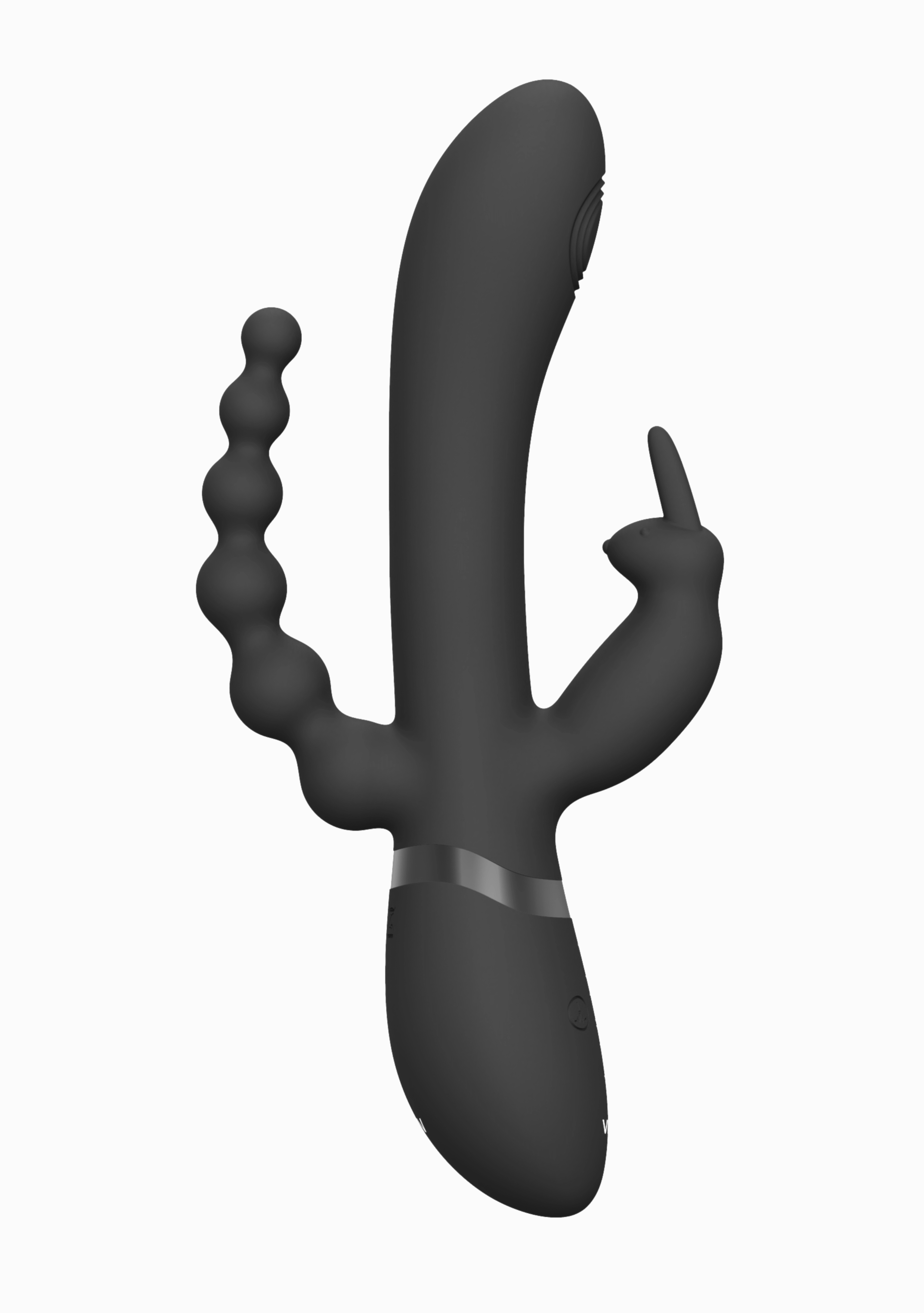 VIVE - Rini - Rechargeable Pulse-Wave Triple Motor Silicone Rabbit - Black