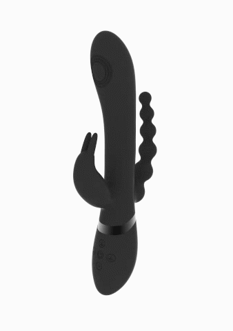 VIVE - Rini - Rechargeable Pulse-Wave Triple Motor Silicone Rabbit - Black