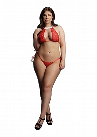 Snow Angel Lace Lingerie Set OSX - Red..