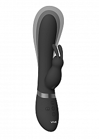 VIVE-TAKA Rechargeable Auto-Inflatable Triple Motor Silicone Rabbit - Black..