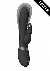 VIVE-TAKA Rechargeable Auto-Inflatable Triple Motor Silicone Rabbit - Black..