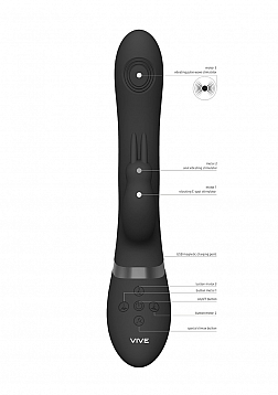 VIVE - Rini - Rechargeable Pulse-Wave Triple Motor Silicone Rabbit - Black