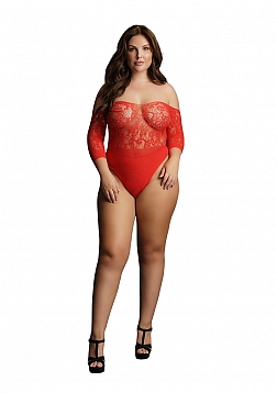 Crotchless Rhinestone Teddy - Red - OSX..