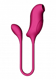 Quino - Rechargeable Silicone Airwave & Vibrating Egg Vibrator - Pink..