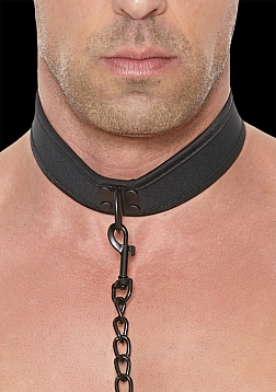 Puppy Collar with Leash Neoprene OS - Black/Black..