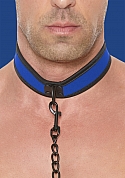 Puppy Collar with Leash Neoprene OS - Blue/Black..