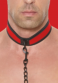 Puppy Collar with Leash Neoprene OS - Red/Black..