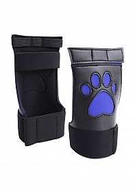 Puppy Play Paw Cut-out Gloves - Black/Blue..