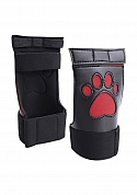 Puppy Play Paw Cut-out Gloves - Black/Red..