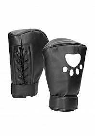 Puppy Play Padded Mitts with Paw Boxing Gloves - Black/White..