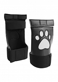Puppy Play Paw Cut-out Gloves - Black/White..