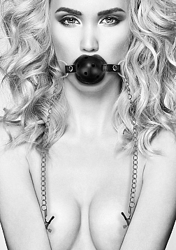 Breathable Ball Gag With Nipple Clamps..