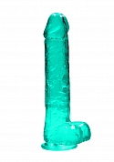 9" / 25 cm Realistic Dildo With Balls - Turquoise