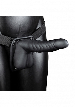 Ouch! - Ribbed Hollow Strap-on with Balls - 8\'\' / 21 cm