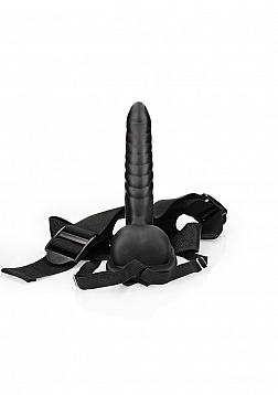 Ouch! - Ribbed Hollow Strap-on with Balls - 8\'\' / 21 cm