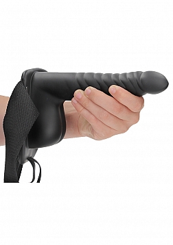 Ouch! - Ribbed Hollow Strap-on with Balls - 8\'\' / 21 cm