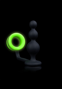 Beads Butt Plug with Cock Ring - Glow in the Dark..