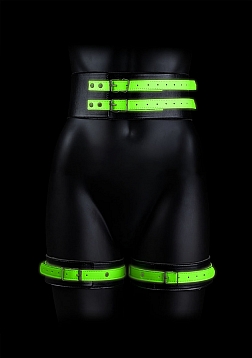 Thigh Cuffs, Hand Cuffs & Belt - Glow in the Dark - L/XL..