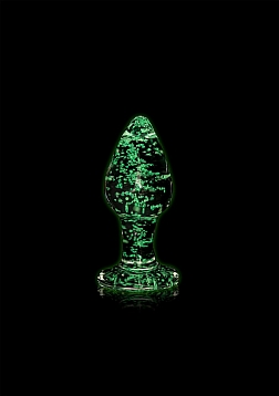 Glass Butt Plug - Glow in the Dark - Medium..