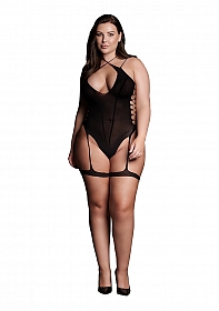Metis XVI - Body with Garters and Crossed Neckline - Plus Size