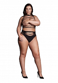 Helike XLV - Two Piece with Open Cups, Crop Top and Pantie..