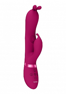 Triple Action Vibrating Rabbit with PulseWave Shaft - Pink..