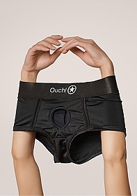 Ouch! Vibrating Strap-on Brief - Black - XL/XXL